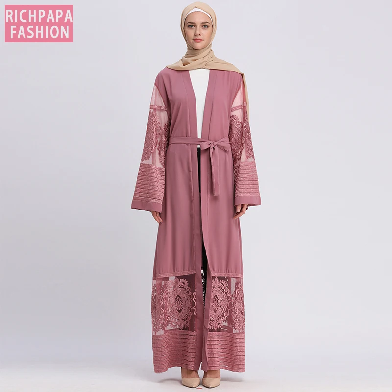 Кардиган абайя 2019 кружевное бархатное мусульманское хиджаб платье Турецкая