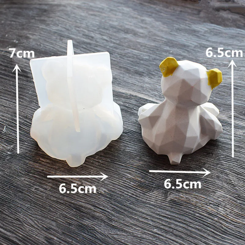 A 3D силиконовая форма «Медведь» DIY Геометрическая стерео медведь формовое зеркало силиконовая декоративная форма орнамент из эпоксидной смолы - Цвет: A