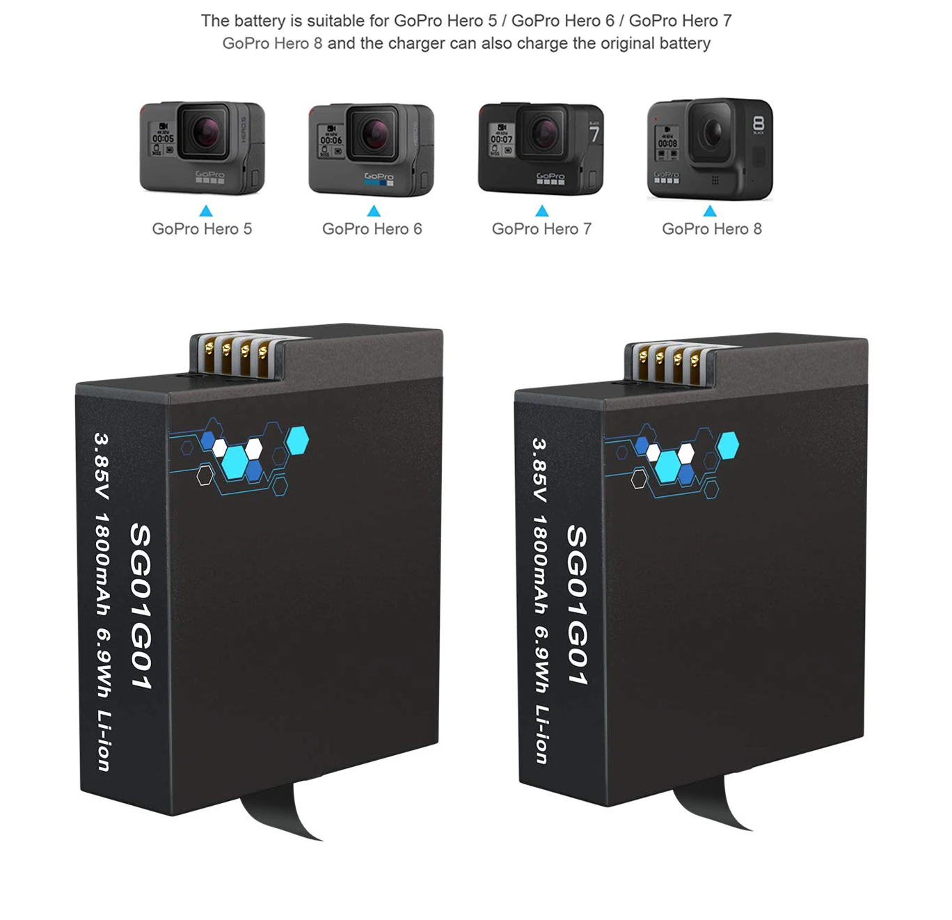 Аккумулятор и зарядное устройство USB для GoPro Hero 10 9 8 7 6 5 с высокоскоростной Micro SD