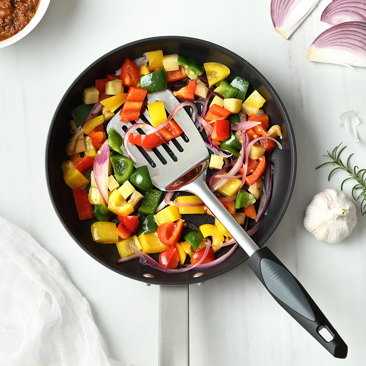 

Seacreating Stainless Steel Slotted Spatula Turner with Vacuum Ergonomic Handle Comfortable Grip Design for Kitchen