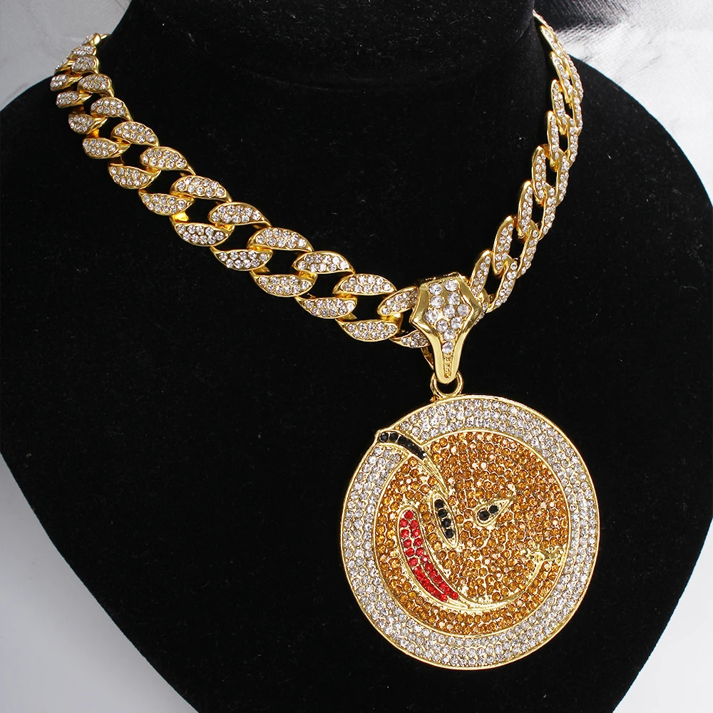 Большой Круглый Кулон В Стиле Хип-хоп кубинский чокер Майами с пазлом Гроза