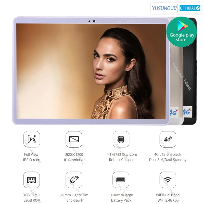 2.5D изогнутый экран 10 дюймов Android 7 0 OS разрешение 1920*1200 HD IPS две SIM-карты 4G смартфон