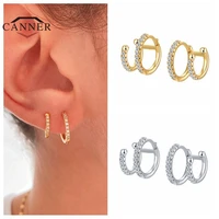canner 925 sterling silver luxury double diamond zircon ear cuff clip earrings for women no piercing earring jewelry pendientes
