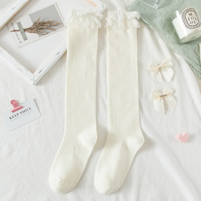 

Lolita Socks Girls Japanese Style 1 Pair Pure Color Bow Lovely Cosplay High Quality Spring Autumn Stage Performance Soft Socks