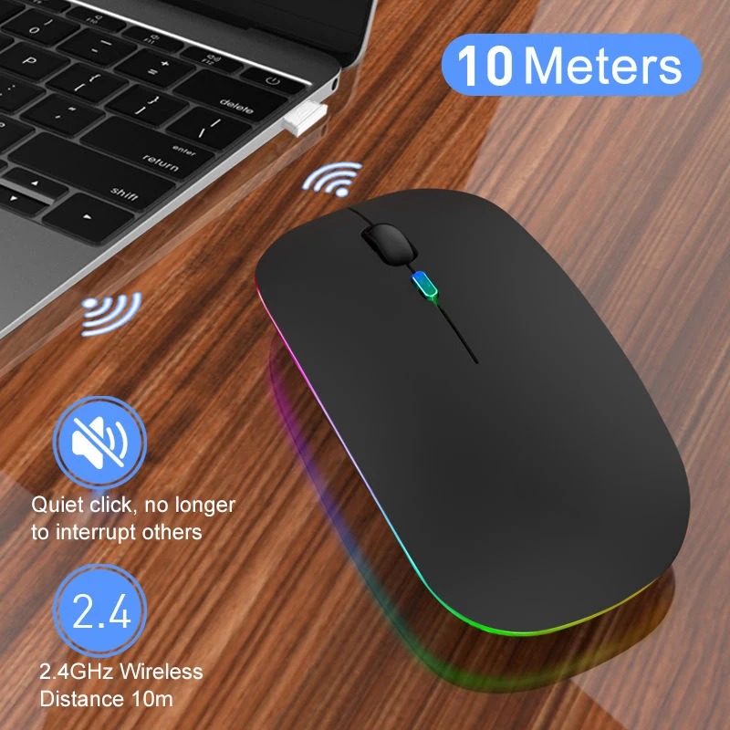 Wirless Rechargeable Bluetooth5.1 Mouse for Mac Laptop Wireless Bluetooth Colorful LED MacBook Pro Air Windows Android | Компьютеры и