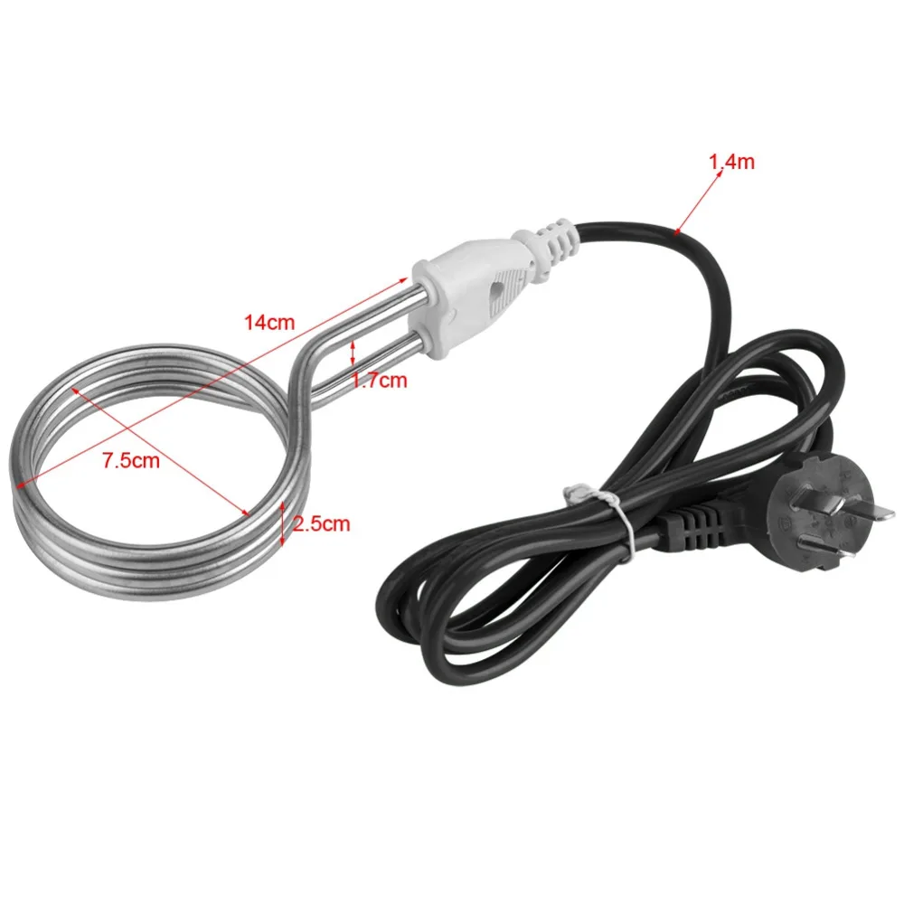 

1800W 220V Immersion Water Heater Stainless Steel Electric Water Boiler Portable Instant Hot Water Heating Rod For Home Travel