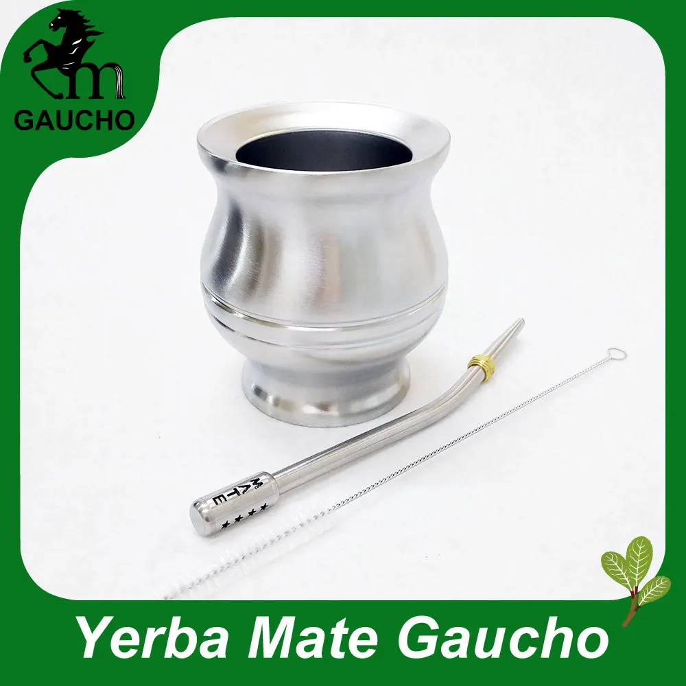 1 компл./лот Yerba матовые тыквы из нержавеющей стали с двойными стенками теплоизоляция с трубка для травяного чая мате и щетка для очистки