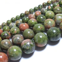 natural stone bead smooth green unakite round loose beads for jewelry making diy bracelet accessories 46810 mm