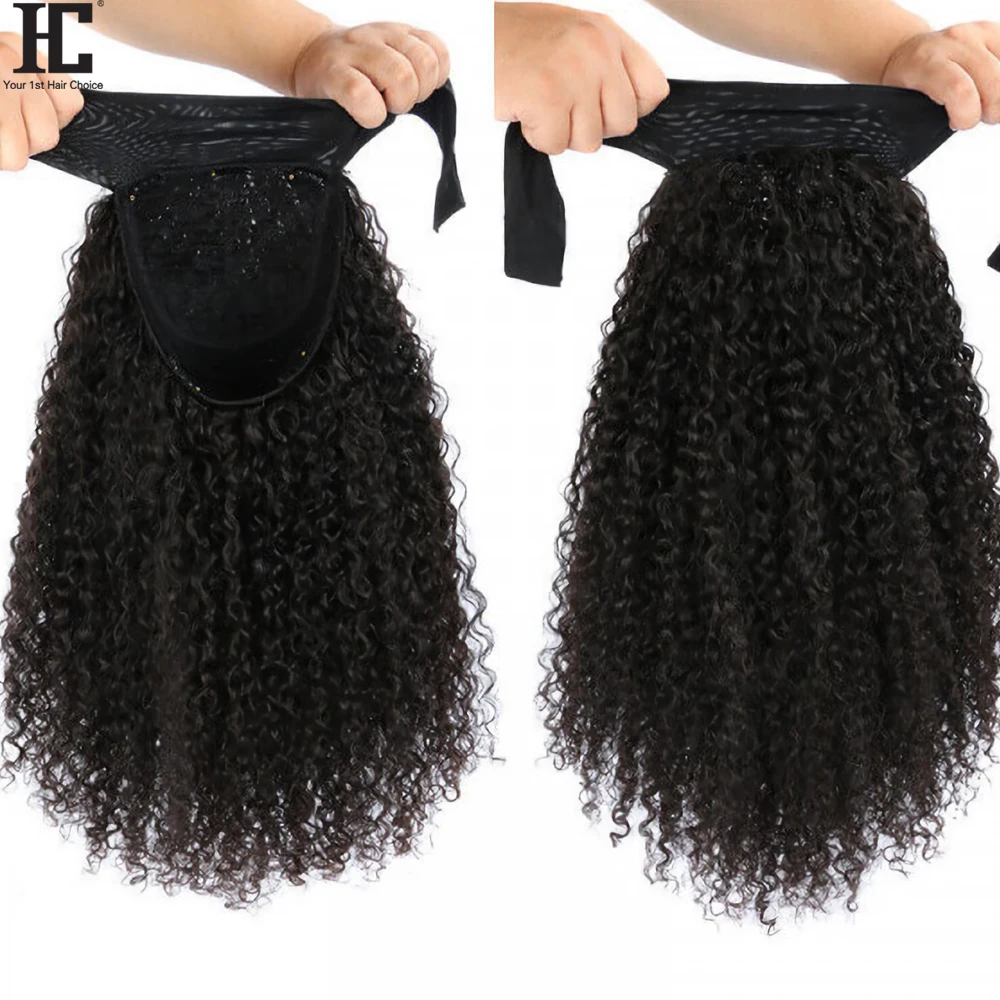 Кудрявая повязка на голову парик для женщин Remy бразильский кудрявый полный