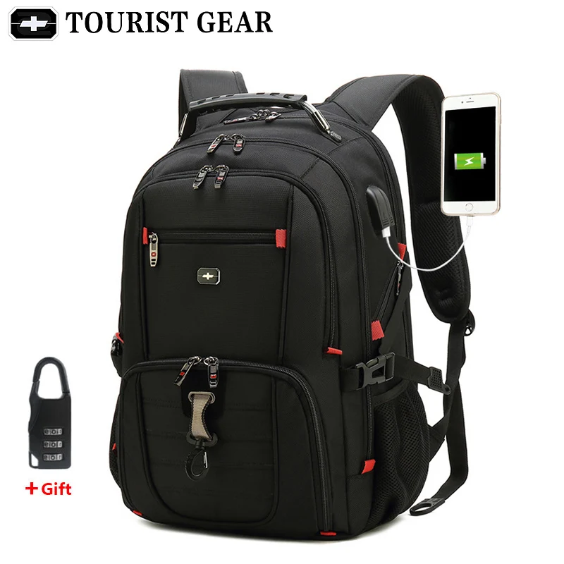 men's swiss backpacks travel bag business anti theft backpack men mochila USB Charging 15.6 17 inch Laptop Backpack waterproof