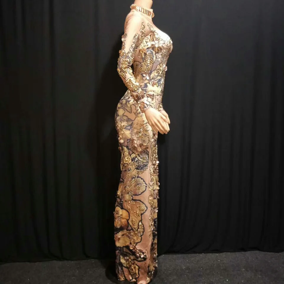 Женский комбинезон со стразами и золотыми блестками | Тематическая одежда