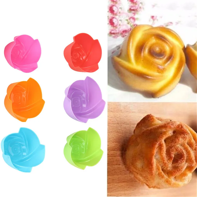 6 шт./компл. силиконовые формы форма сердца или розы кекс силиконовый для торта