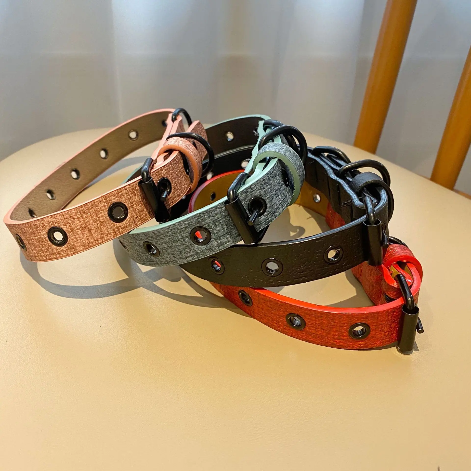 

Breasted plum bead pet collar PU leather cat and dog collar dog leash dog collar traction eyelet dog supplies puppy accessories