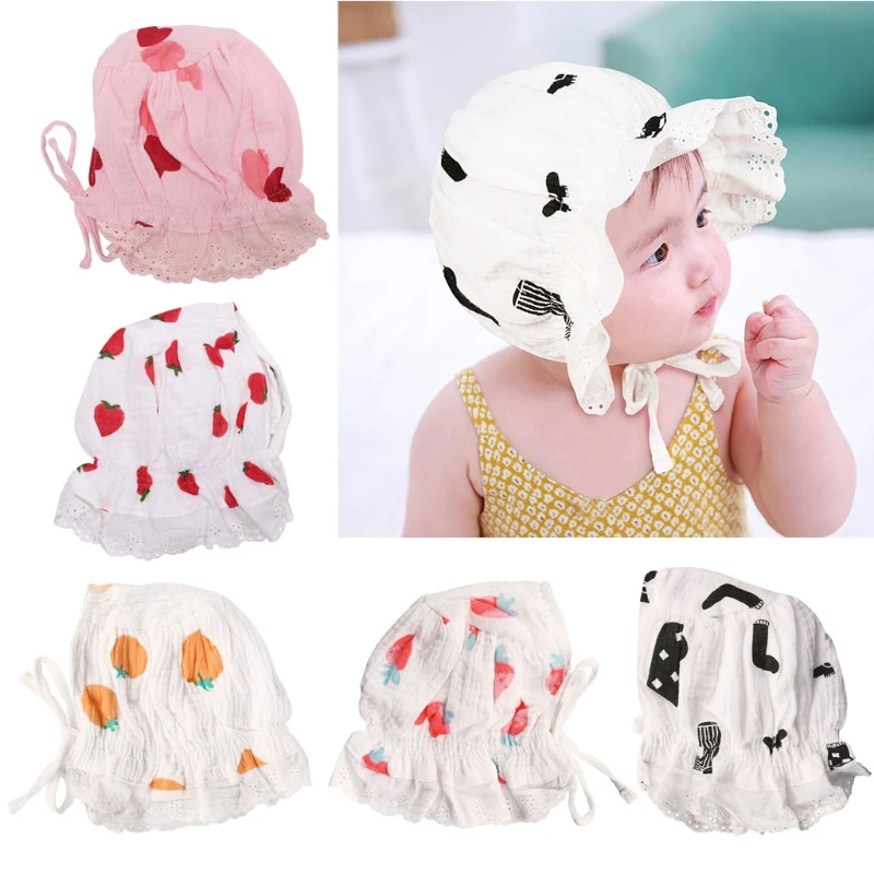 

Summer Spring Baby Printing Sun Hat Breathable Cotton Beanie Bonnet Cap Newborn Photography Props for Toddler Infant