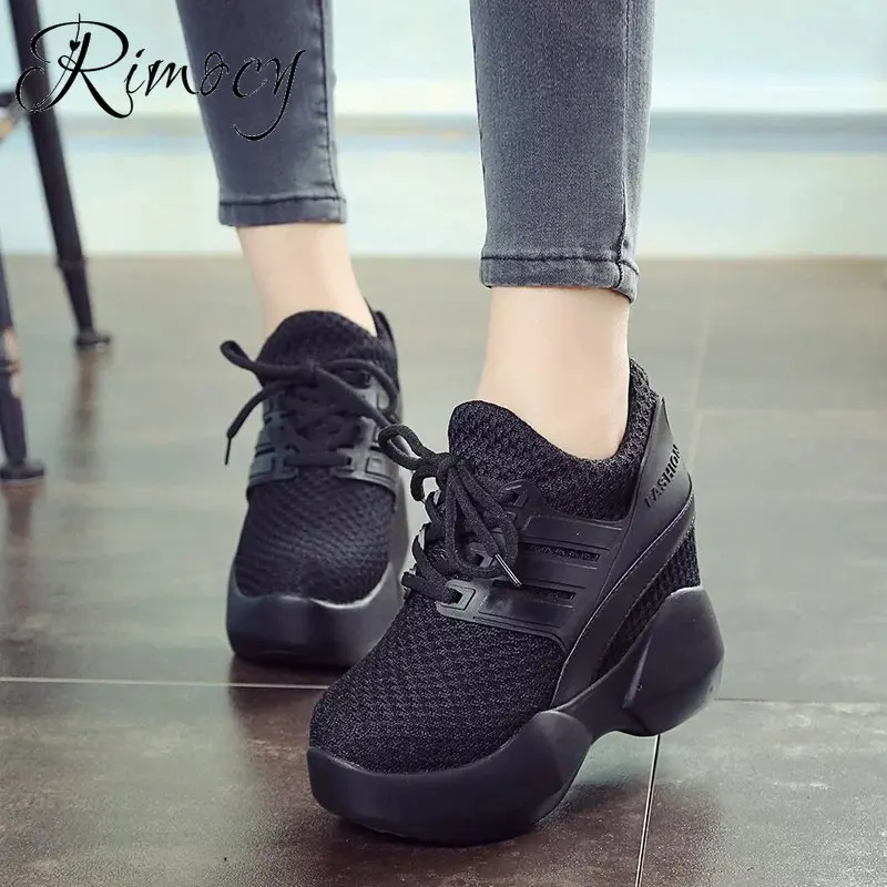 Женские кроссовки на платформе Rimocy повседневные сетчатые красного цвета