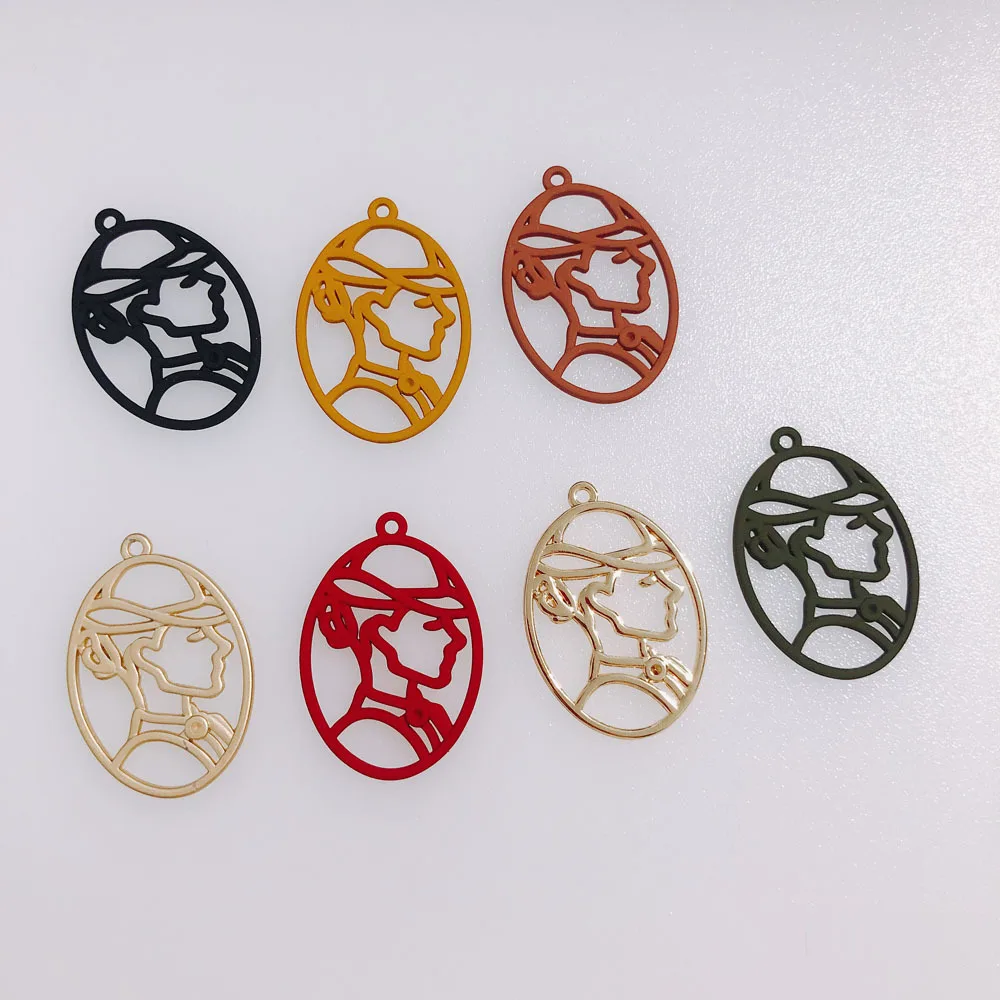 

50 шт. 23*34 мм смешанные цвета полые женские очаровательные формы лица для сережек/ожерелий ювелирные изделия фурнитура для изготовления ювел...