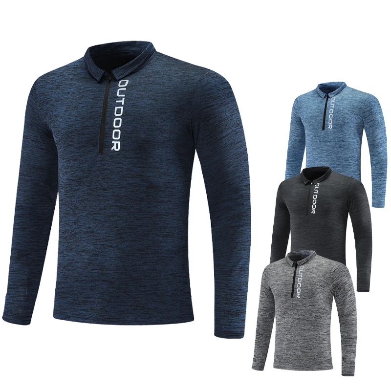

Men Training Long Sleeve Half Zipper Gym Fitness Sport T Shirts Quick Dry Tennis Golf Sweatshirts Cycling Jersey Running Tshirts