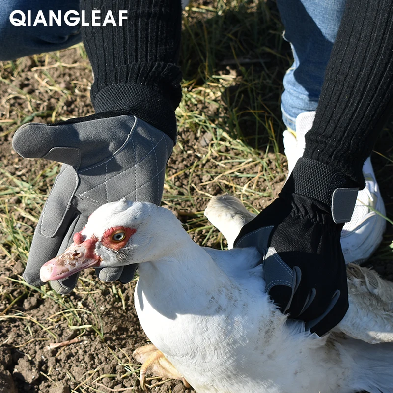 QIANGLEAF Brand Safety Work Gloves Riding Black Gray Protection Working Glove Wholesale Free Shipping 6490