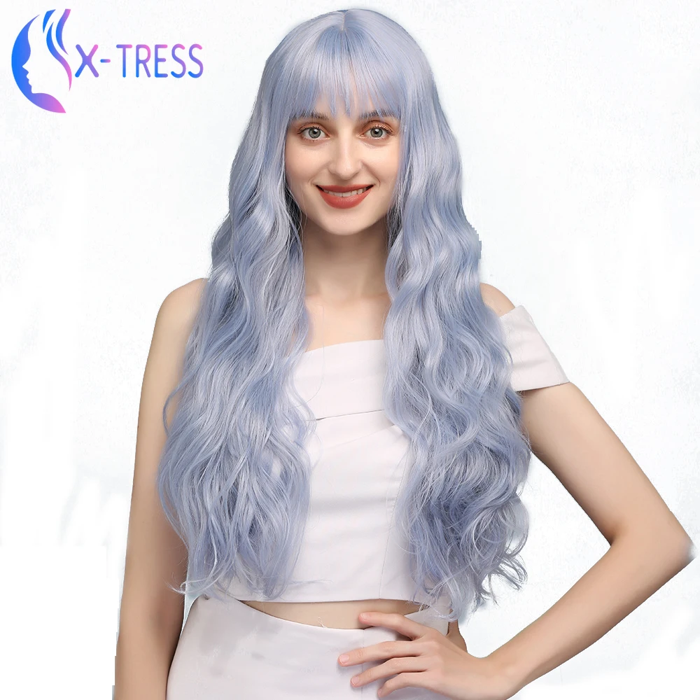 Искусственные синие парики в стиле &quotЛолита&quot для женщин длинный волнистый