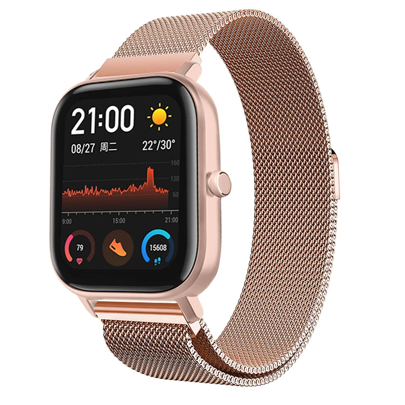 NE 5в1 умные часы аксессуары для Huami Amazfit ремешок Bip браслет из нержавеющей стали магнитный для Amazfit GTS чехол Защитная пленка