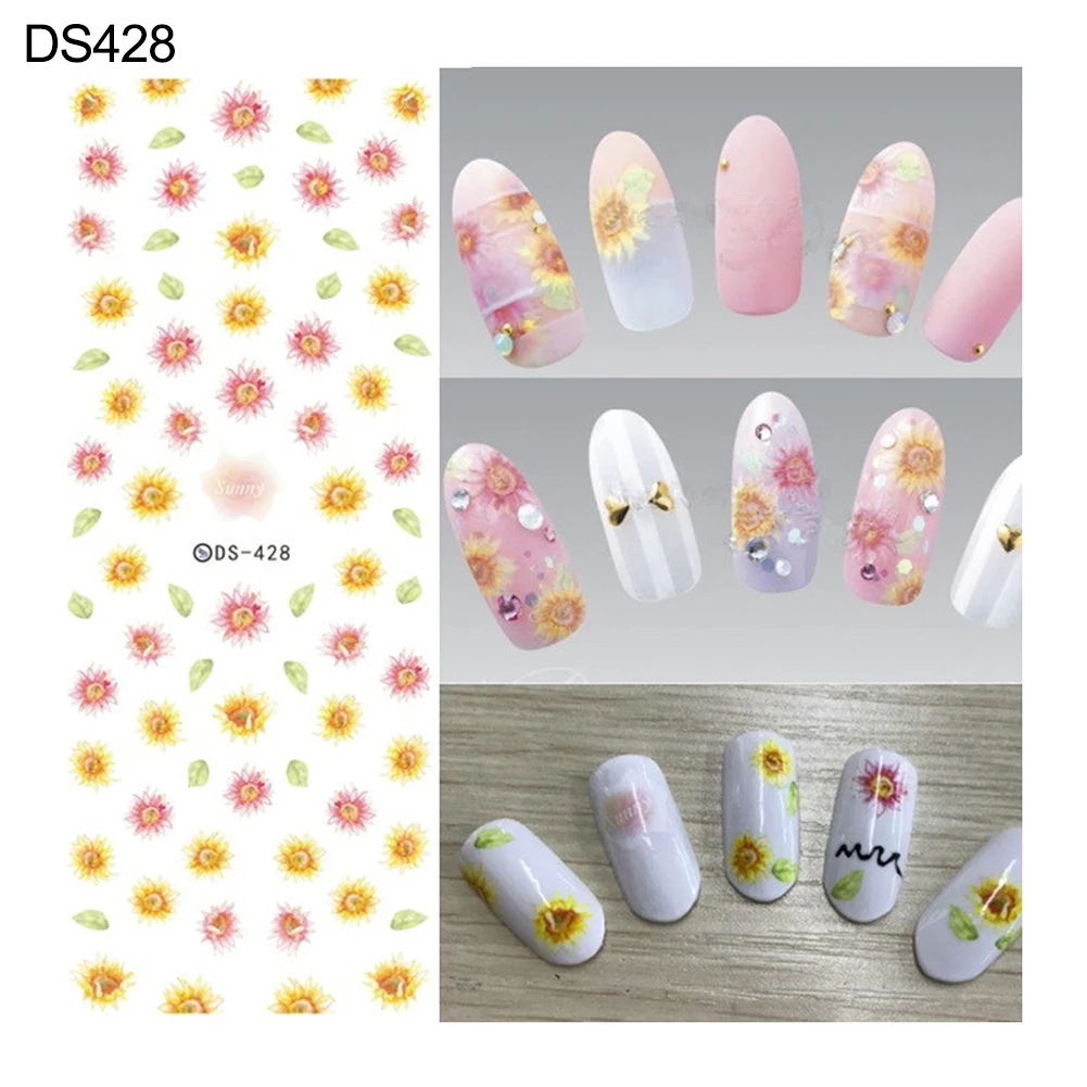 Элегантный цветок бабочка фейерверк переводная Вода Дизайн ногтей Наклейка