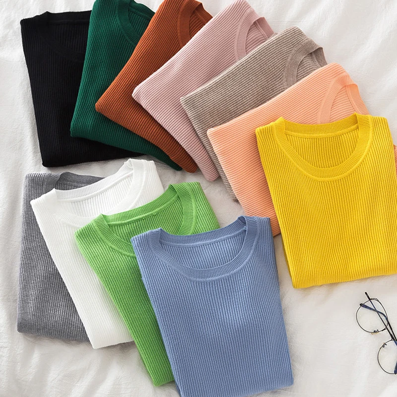 

Новое платье в полоску однотонные Цвет женские свитера модные компьютер трикотажная футболка с круглым воротником, для повседневного ноше...