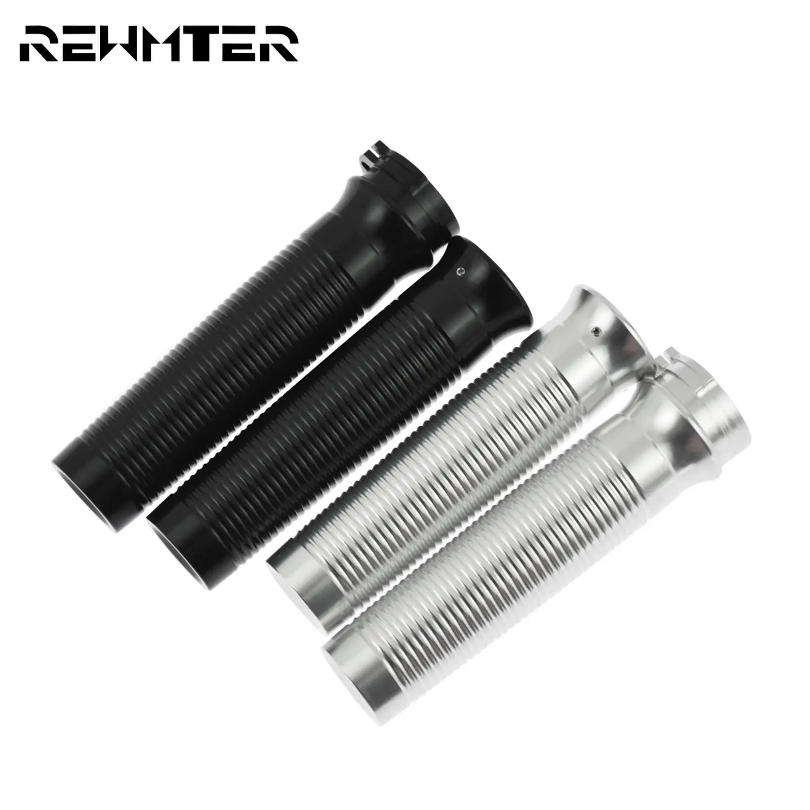 

2xMotorcycle 1'' Handlebar Grips Hand Grips Black/Chrome Aluminum For Harley Sportster 883 VRSC XL XR Dyna Softail 96-later