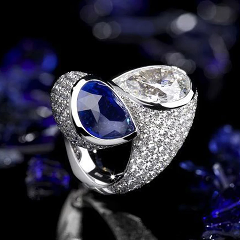 Двойной головкой скрученные мерцающие циркониевые кольца для женщин Свадебные обручальные ювелирные