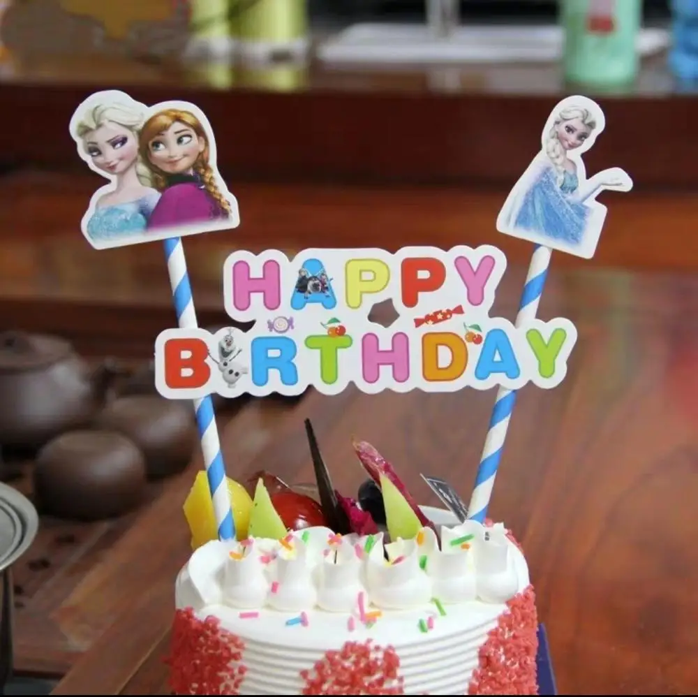 Cake fork 1 Вечерние украшения принцессы Эльзы и Анны для вечеринки в честь Дня Рождения; Детский комплект Эльзы для дня рождения; праздничные принадлежности для дня рождения - Цвет: Cake fork 1