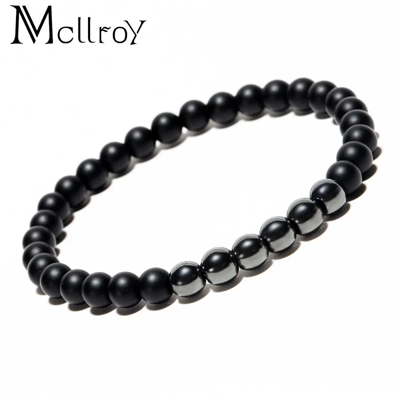 Mcllroy браслет из натурального камня/мужской/женский/Модный/черный бисер/браслет