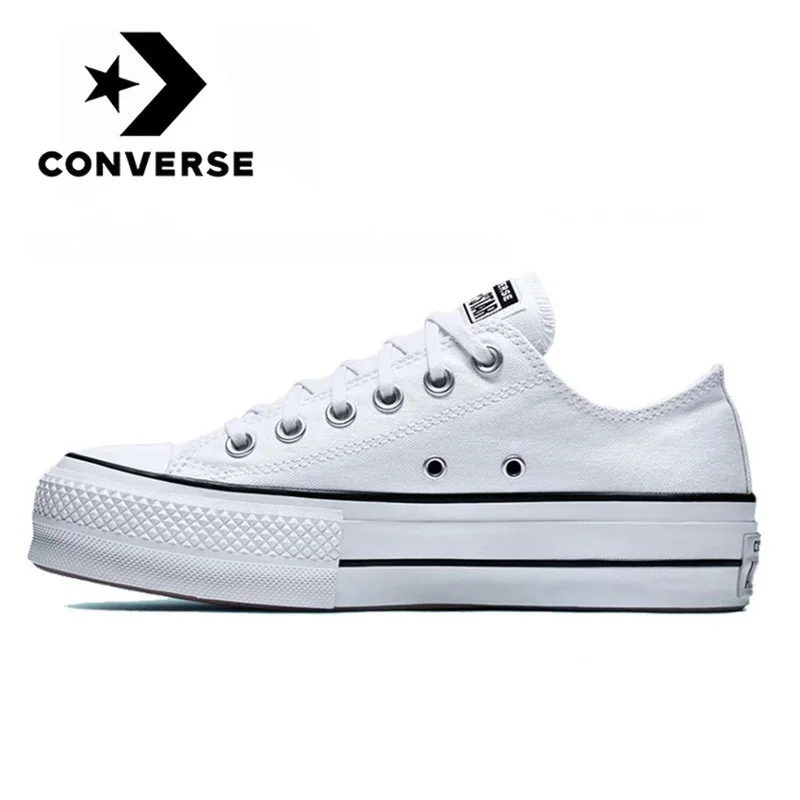 Оригинальные кеды Converse Chuck Taylor All Star Platform Low Top для мужчин и женщин, унисекс, для скейтбординга, белого цвета, классический холстовый материал.