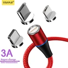 Магнитный зарядный кабель Micro USB для iPhone, Samsung, Android, мобильный телефон, провод для быстрой зарядки, магнитный шнур, кабель USB Type-C