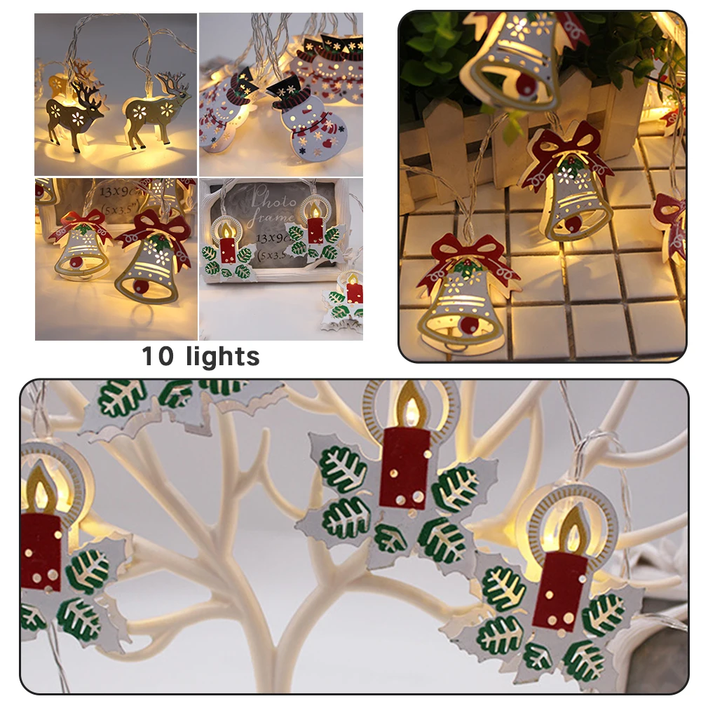 

Christmas LED Light String elk Bells snowman candle Shape Garland Decorative Fairy Lights Xmas Deocr for Home Lighting Navidad