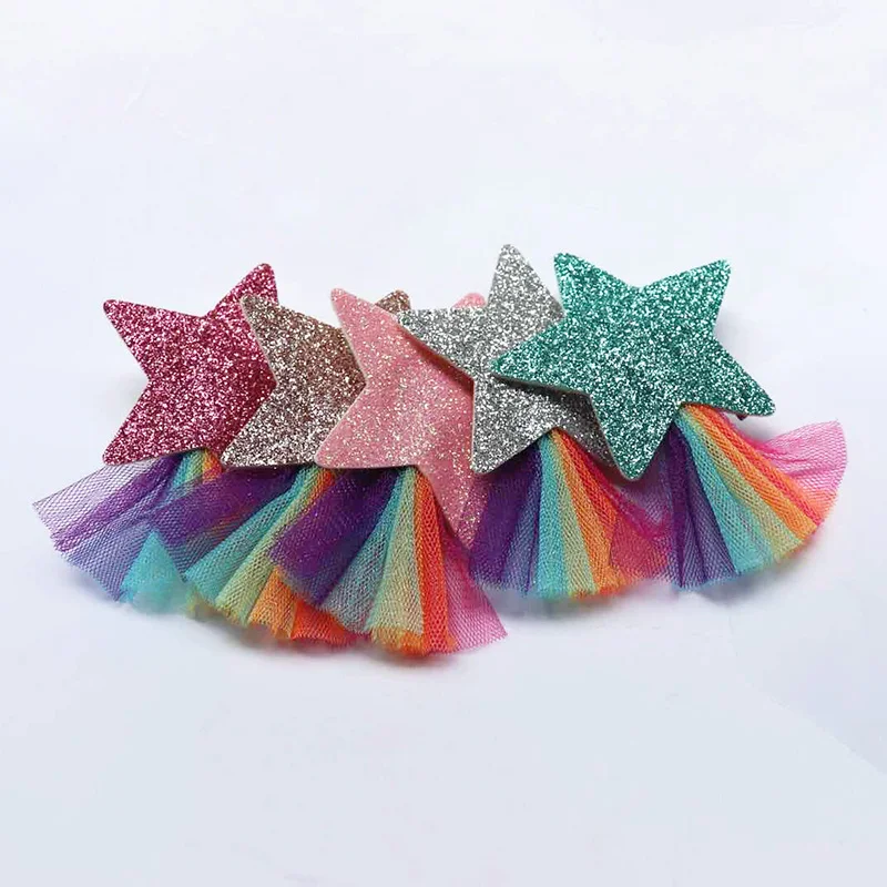 Заколки для волос с бантом радужной сеткой девочек цветные детские заколки