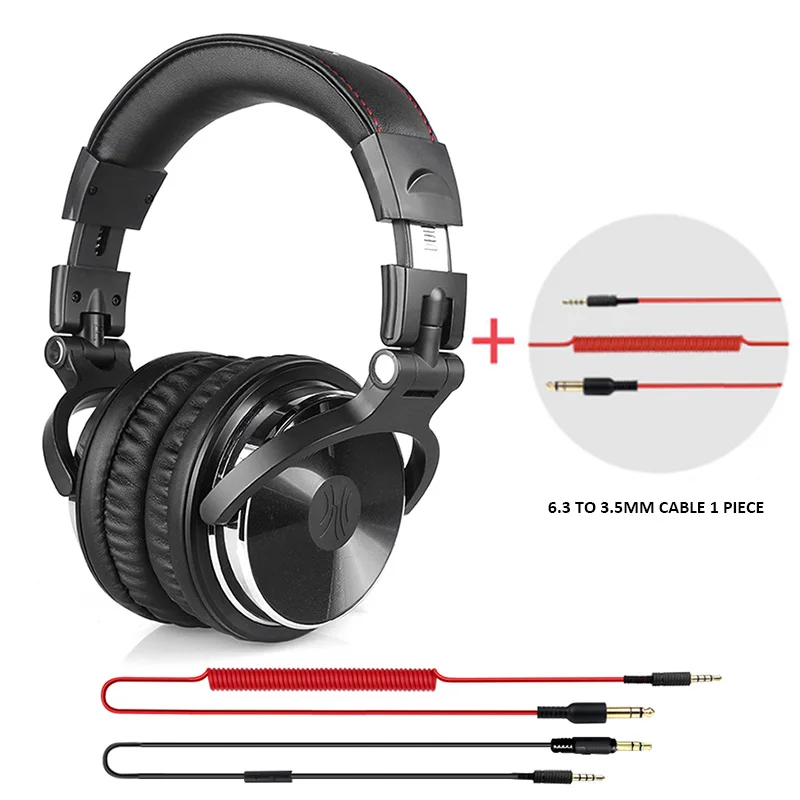 Oneodio Накладные Наушники Hi-Fi Studio DJ наушники проводной монитор Музыка игровая гарнитура наушники для телефона компьютер ПК с микрофоном - Цвет: Black-Extra Cable