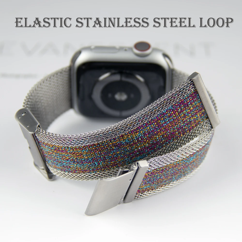 

Pulseira Strap for Correa Apple Watch Band 44mm 40mm 42mm 38mm Stainless Steel Elastic Loop Bracelet 6 5 4 3 2 1 SE for iWatch