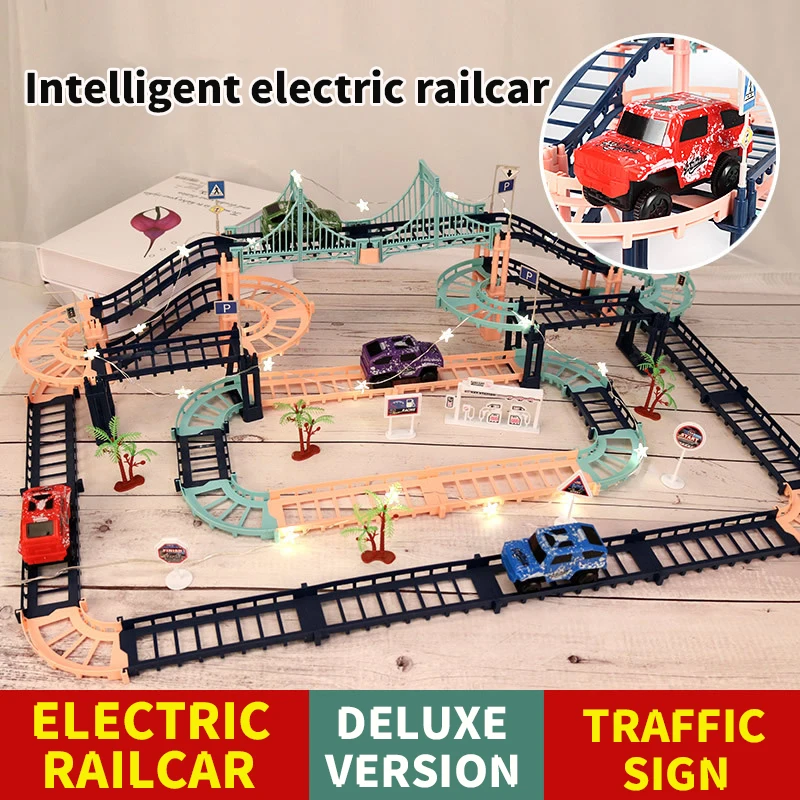 

Electric rail car train toys children DIY assembly automatic slot tiger magic Track Railway Toys