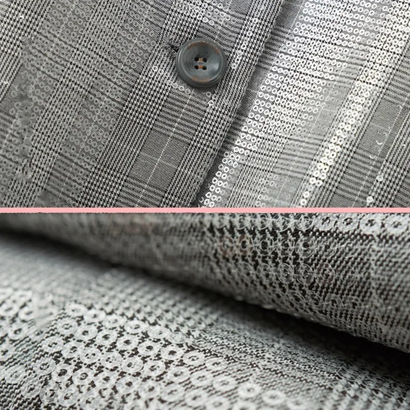 

Spring Loose Sequined Plaid Blazer Women Fashion New Single Breasted Office Lady Suit Jacket Streetwear Party Formal Outerwear