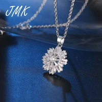 jmk charming snowflake necklace shiny clear high quality zircon pendant silver jewelry for women bridal party gift dropshipping