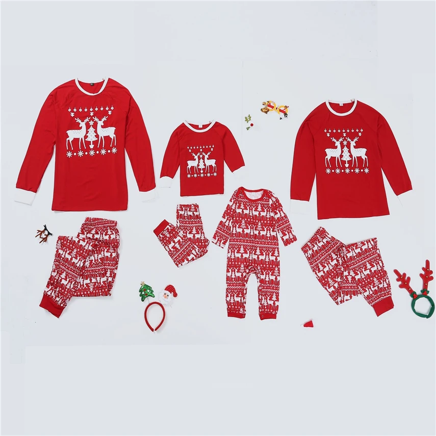 Рождественские наряды Семейные комплекты пижам рождественский стиль одежда для