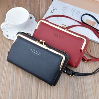 double zipper wallet women long fashion large capacity double layer wallet hand mobile phone bag case with shoulder strap