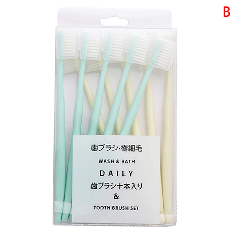10Pcs/ Set Adults Children Eco Friendly Ultra Soft Oral Hygiene With Sheath Family Pack Toothbrush Solid Color | Красота и здоровье