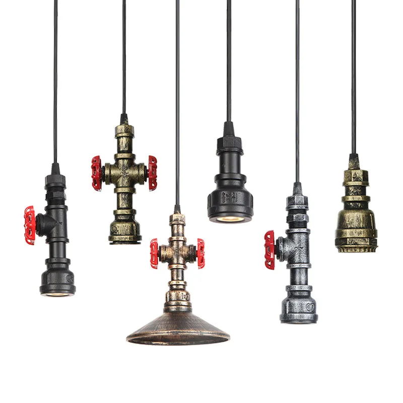 

Ac110 220v Stairway Water Pipe Shotlight Vintage Pendente Led 3w Hanging Lamp Pendant Light Fixtures Rope Lamp Lamp Shade Iron
