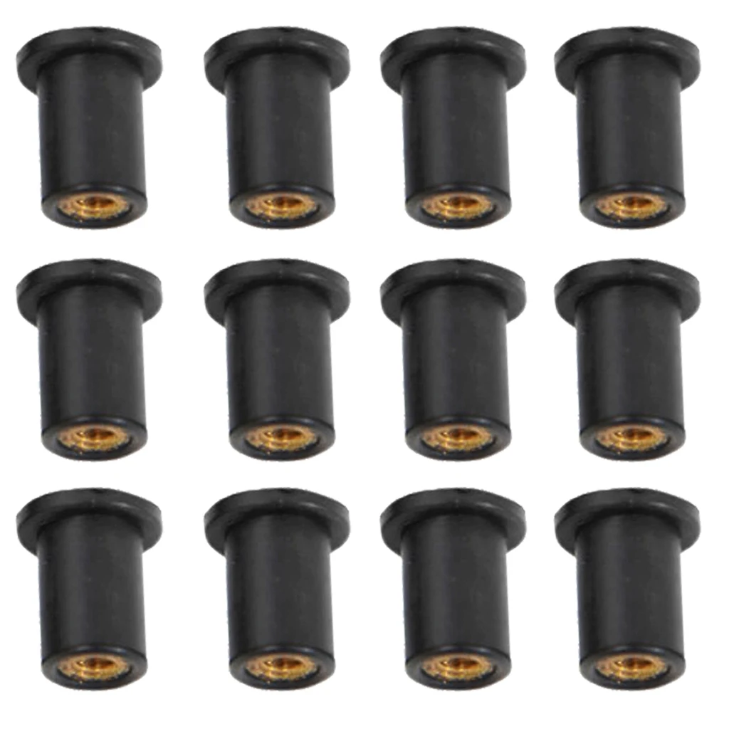 

12x M5 Rubber Motorcycle WellNut Metric Windscreen Well Nut Brass Nuts