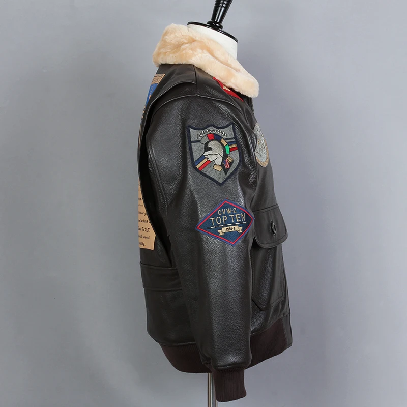 Мужская Байкерская байкерская куртка из натуральной воловьей кожи FLY AVIREX бомбер