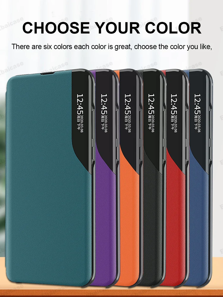 

For Samsung Note 20 Ultra Case Leather Smart Touch View Window Case For Samsung S20 S10 Plus Note 10 9 8 A50 A70 A51 Flip Cover