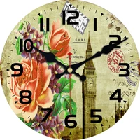 rose flower arab numerals wall clock london big ben art print round pattern round wall clock battery operated quartz analog