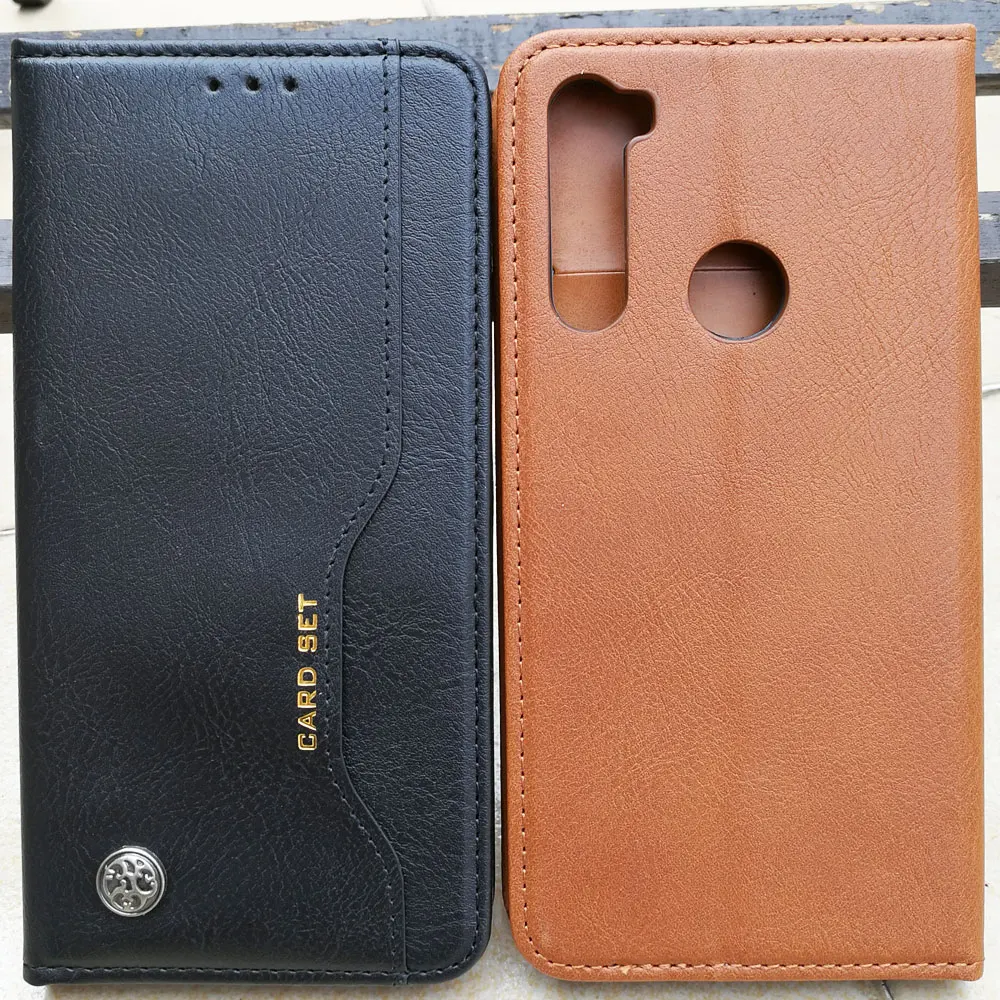 Кожаный чехол бумажник с отделением для карт Xiaomi Redmi Note 8 Pro 8T в деловом стиле