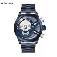 top brand ristos business sports outdoor military watch waterproof luminous multifunctional fashion skull quartz mens watch
