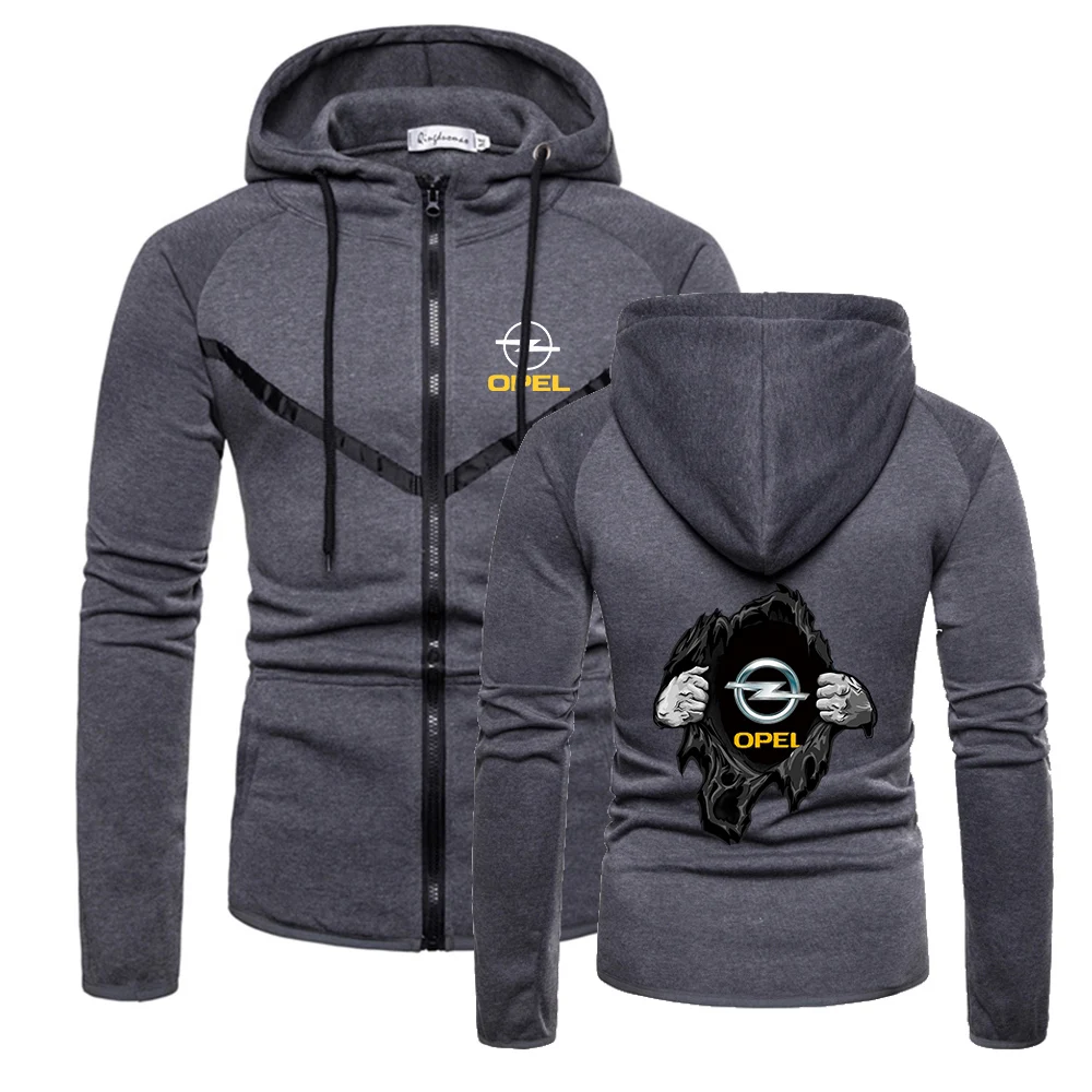

2021 New OPEL Logo Zipper Quality Comfortable Wild Hoodies Men Fitness Sweatshirts Solid Color Style Muscle Casual Sportswear